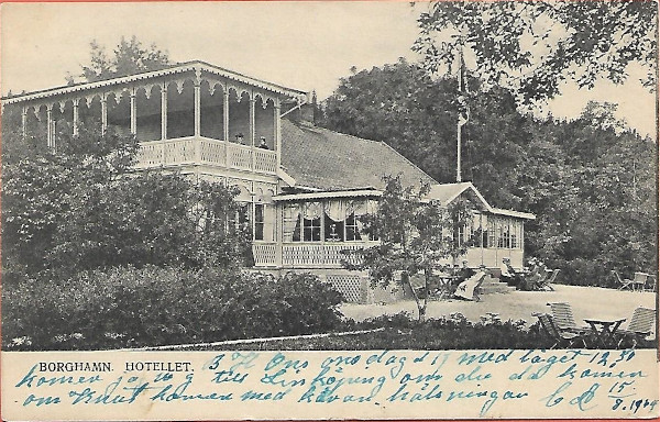 Ein Gruss aus Borghamn: Borghamns Turisthotell, 1900, Sammlung Beckmann