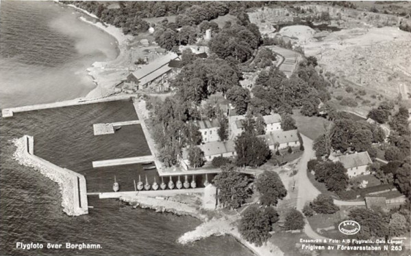 Ein Gruss aus Borghamn: Luftbild von Borghamn, vor 1961, Sammlung Beckmann