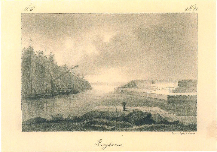 Borghamn - aus 'Sverige framställt i teckningar', G.H. Melin 1838-40.