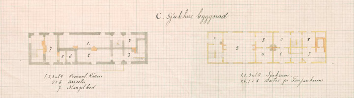 Floor plan, hospital building, 1880