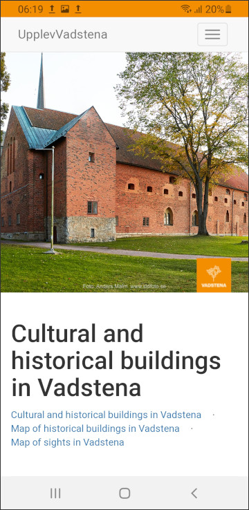 Experience Vadstena webapplication - historical buildings