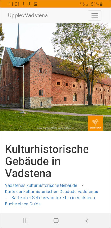 Erlebe Vadstena webapplikation - kulturhistorische Gebäude