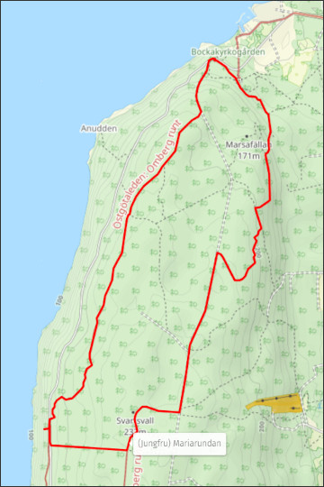 Map of Jungfru Mariarundan (Omberg)